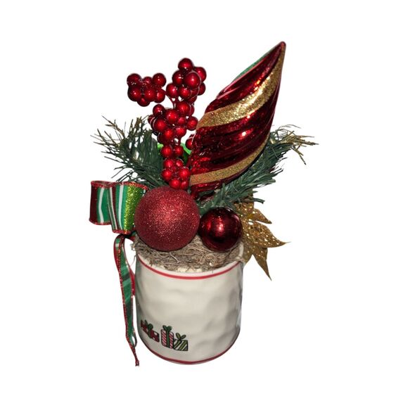Whimsical Mug Christmas Floral Arrangement | Dog Lover Gift | - Picture 4 of 4